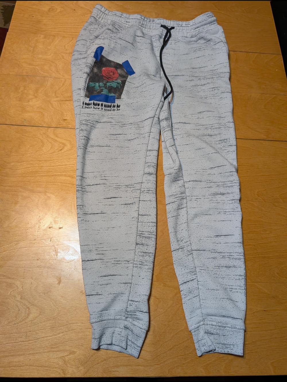 Rue21 Light Gray Marled Joggers with Rose Patch